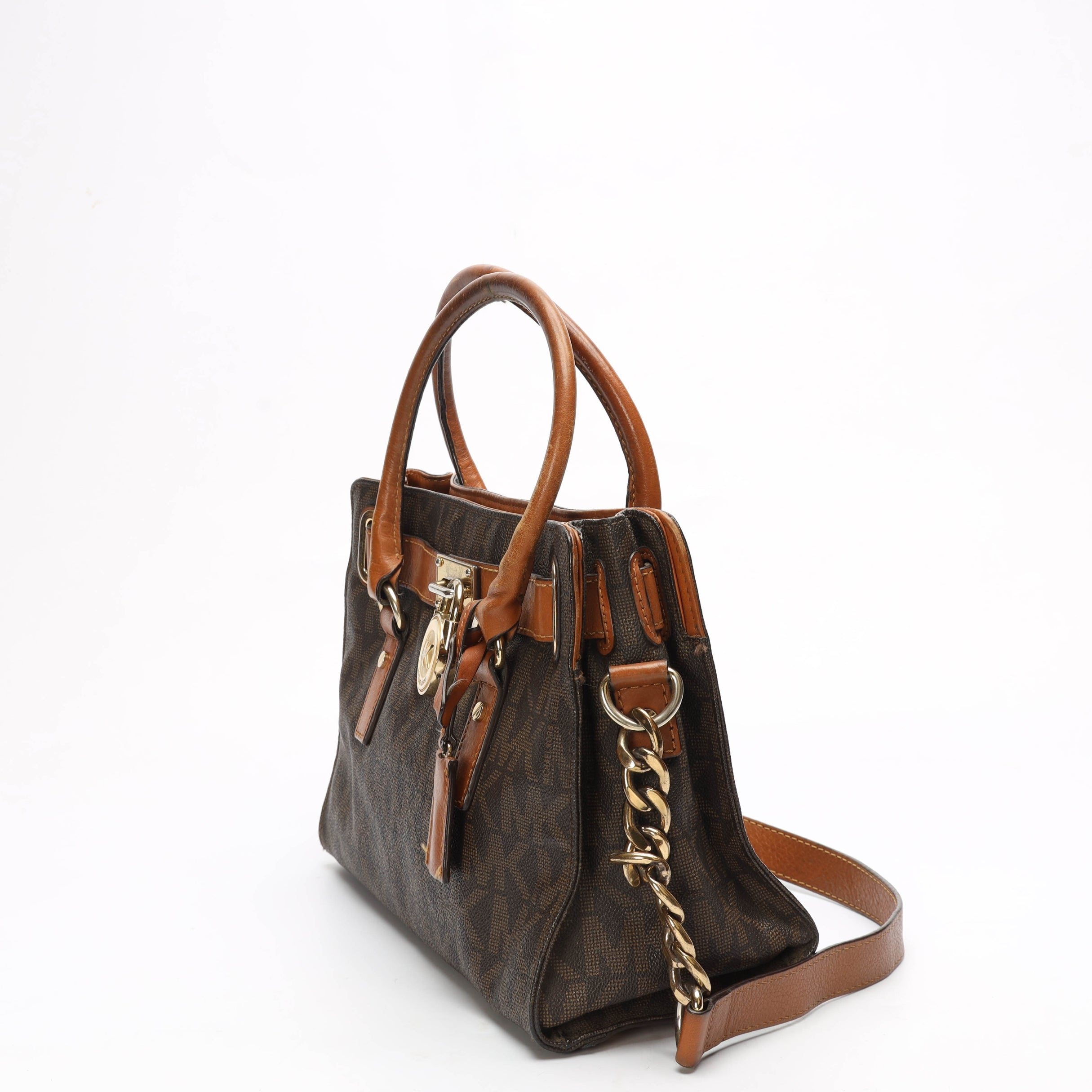 Michael Kors Hamilton Brown Logo Satchel