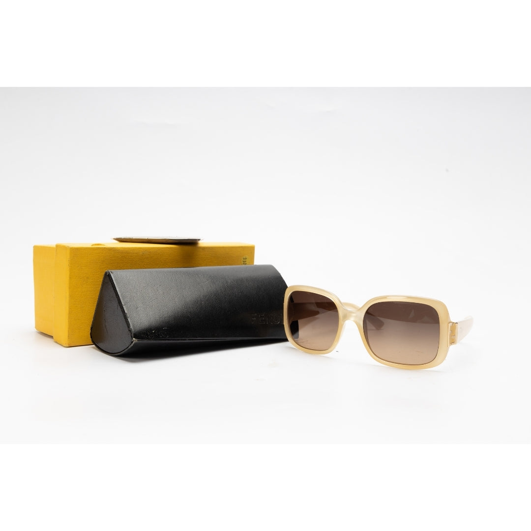 Fendi Cream Fendista Logo Oversized Square Sunglasses