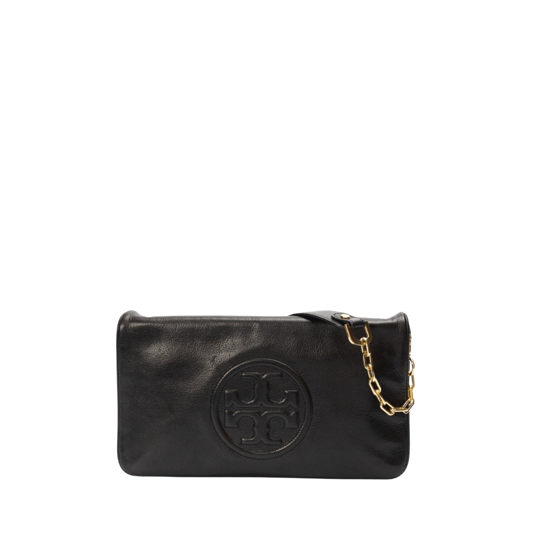 Tory Burch Black Leather Reva Chain Shoulder Bag