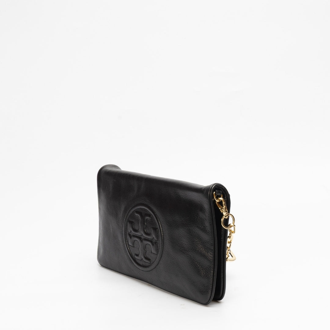 Tory Burch Black Leather Reva Chain Shoulder Bag
