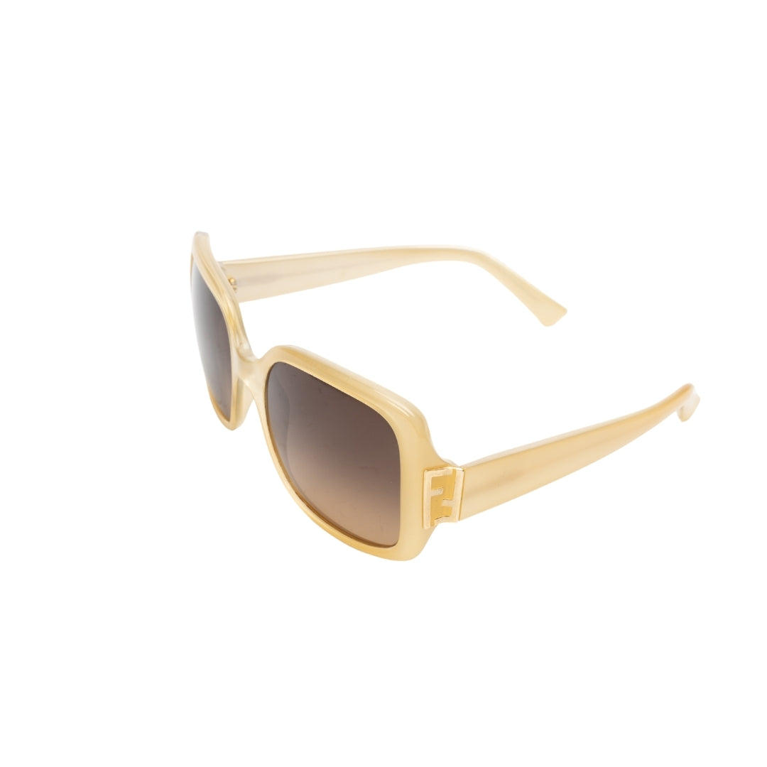 Fendi Cream Fendista Logo Oversized Square Sunglasses