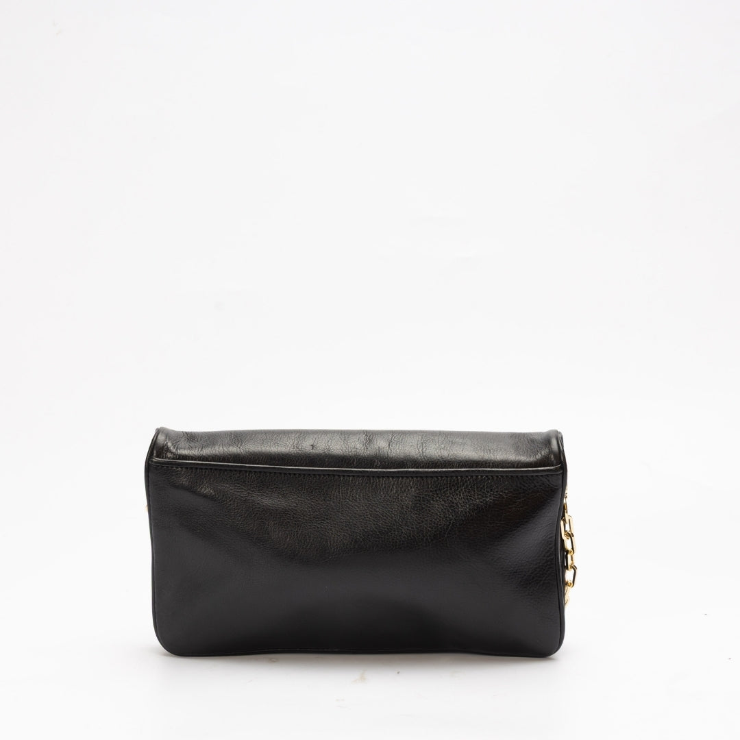 Tory Burch Black Leather Reva Chain Shoulder Bag