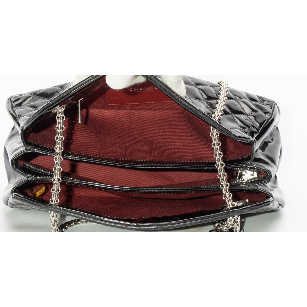 Chanel Black Quilted Patent Leather Small Just Mademoiselle Bowler Bag