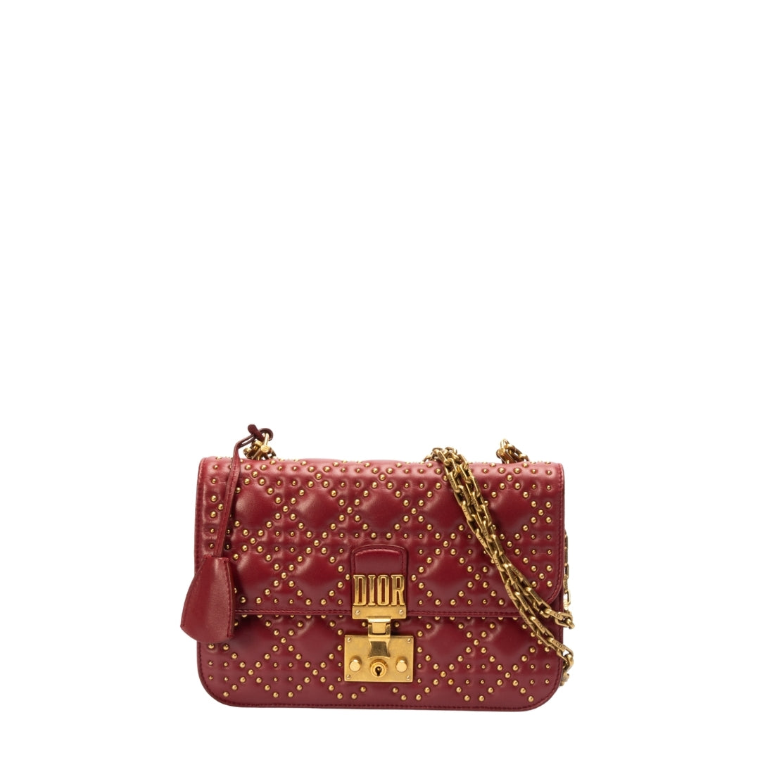 Dior Red Cannage Leather Small DiorAddict Shoulder Bag