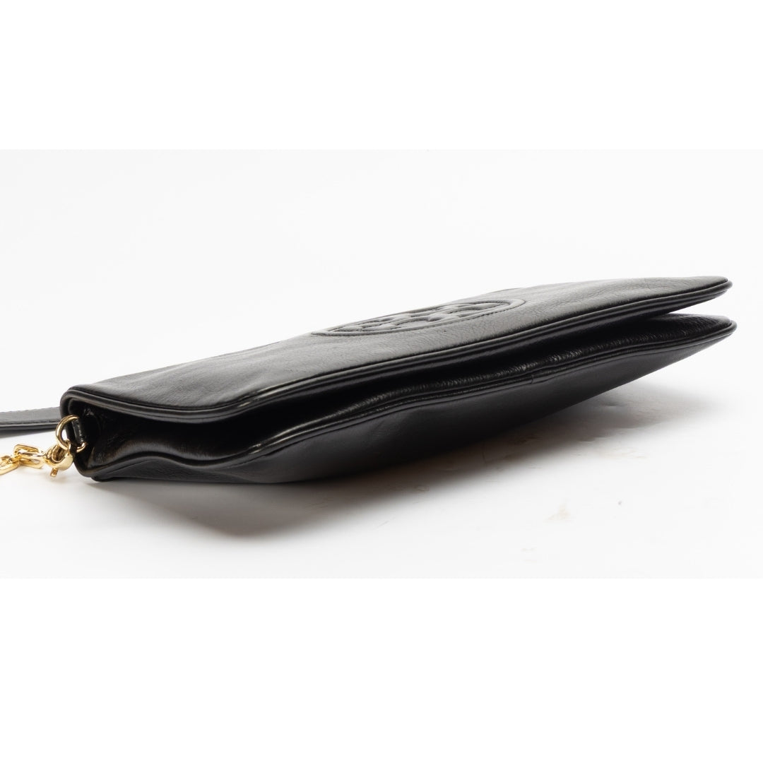 Tory Burch Black Leather Reva Chain Shoulder Bag