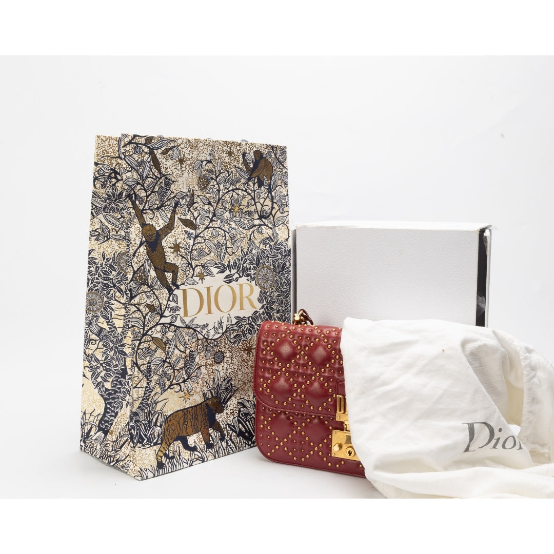 Dior Red Cannage Leather Small DiorAddict Shoulder Bag