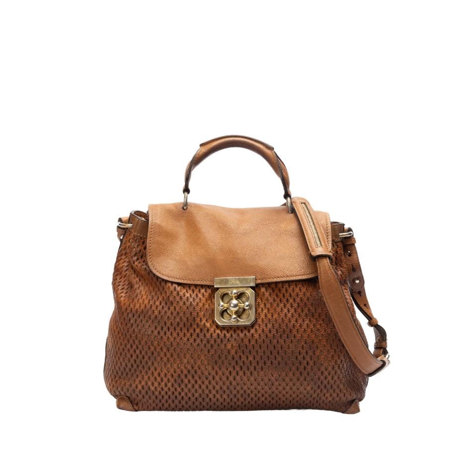 Chloe Tan Python Elsie Top Handle Bag