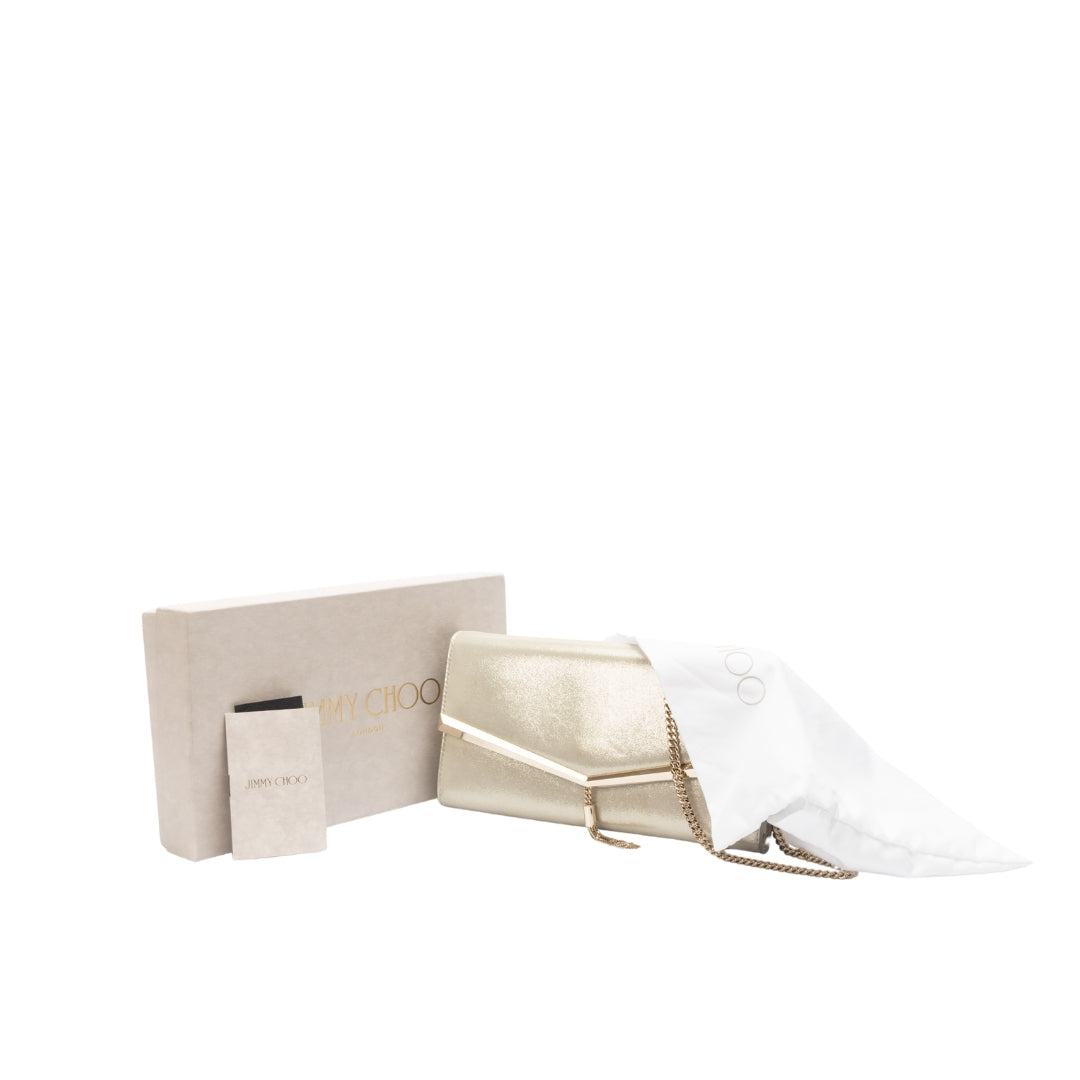 Jimmy Choo Gold Leather Emmie Clutch