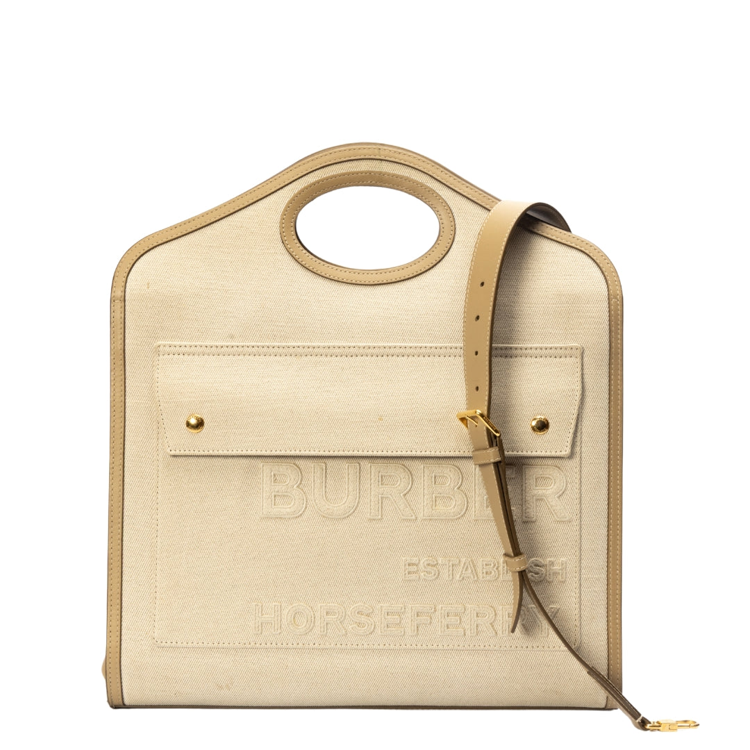 Burberry Beige Canvas and Leather pocket mini bag