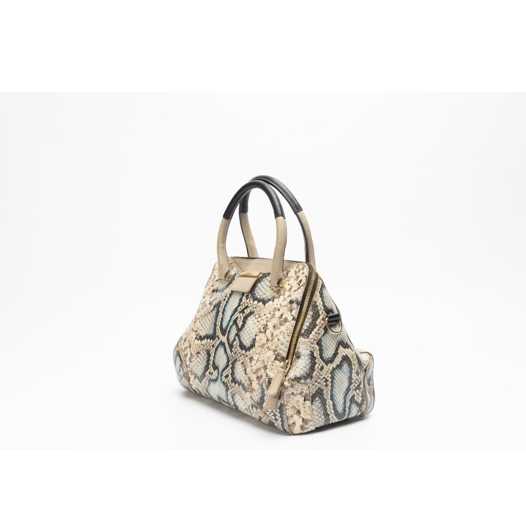 Furla Python Embossed Leather Satchel