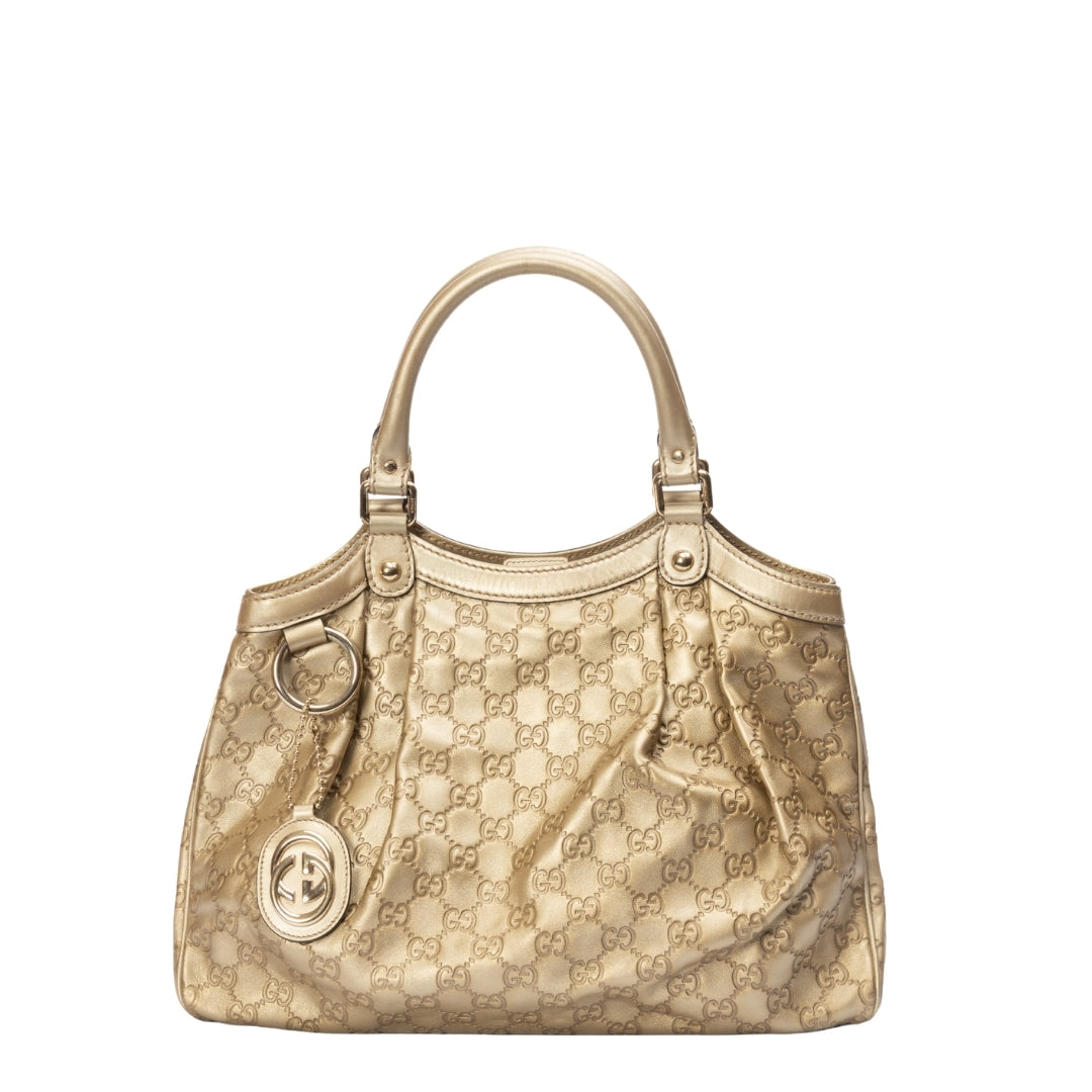 Gucci Gold GG Sukey Logo Shoulder Bag