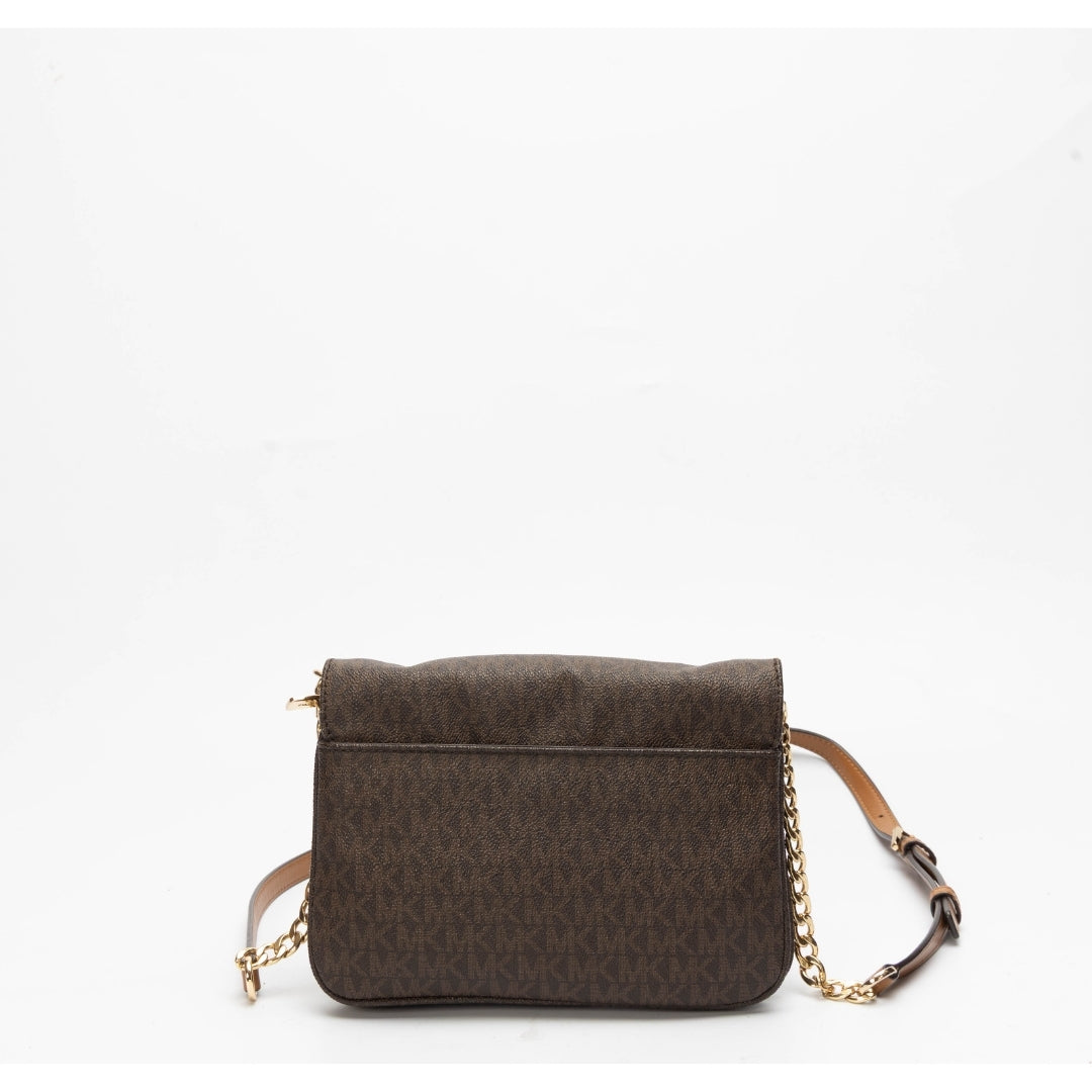 Michael Kors Brown Signature Coated Canvas and Leather Fulton Crossbody Bag