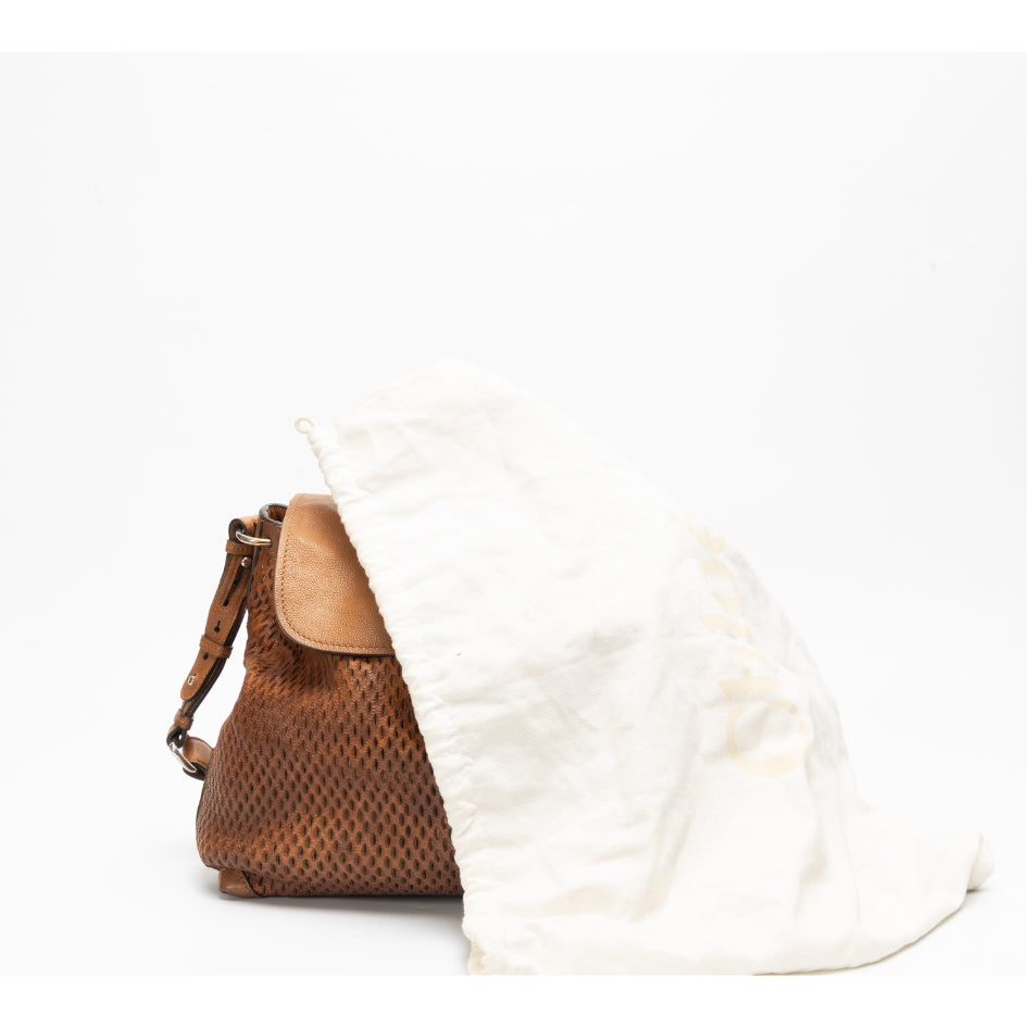 Chloe Tan Python Elsie Top Handle Bag