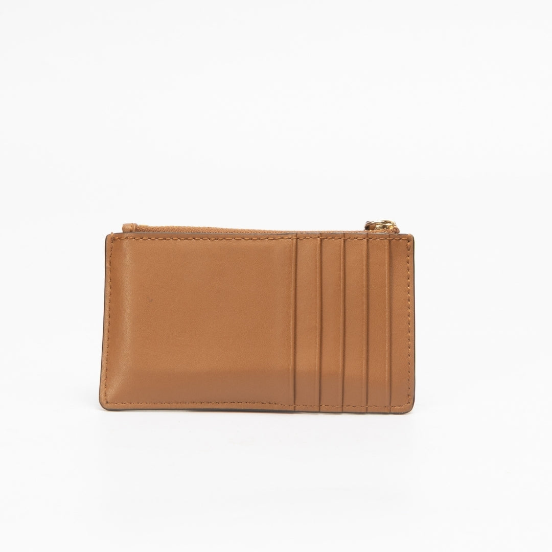 Michael Kors Logo Print Jet Set Charm Leather Card Case