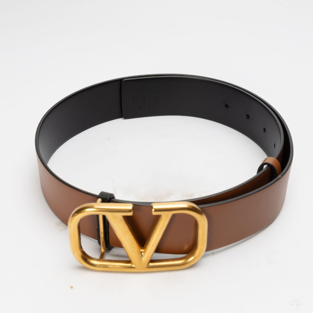 Valentino Black & Brown Leather Reversible Belt
