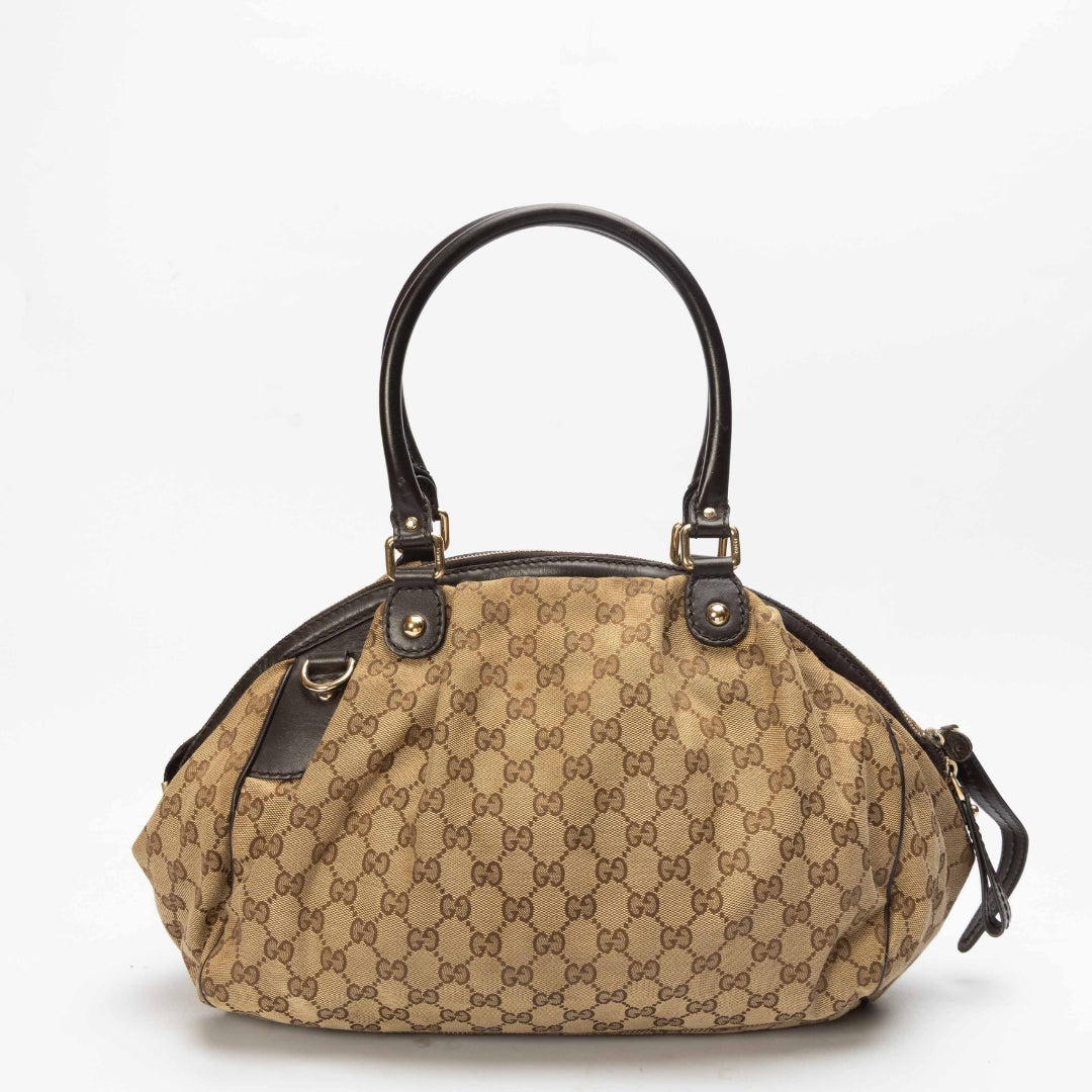 Gucci Beige GG Canvas Sukey Boston Bag