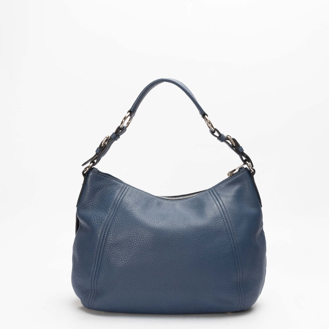 Prada Blue Vitello Daino Hobo Bag