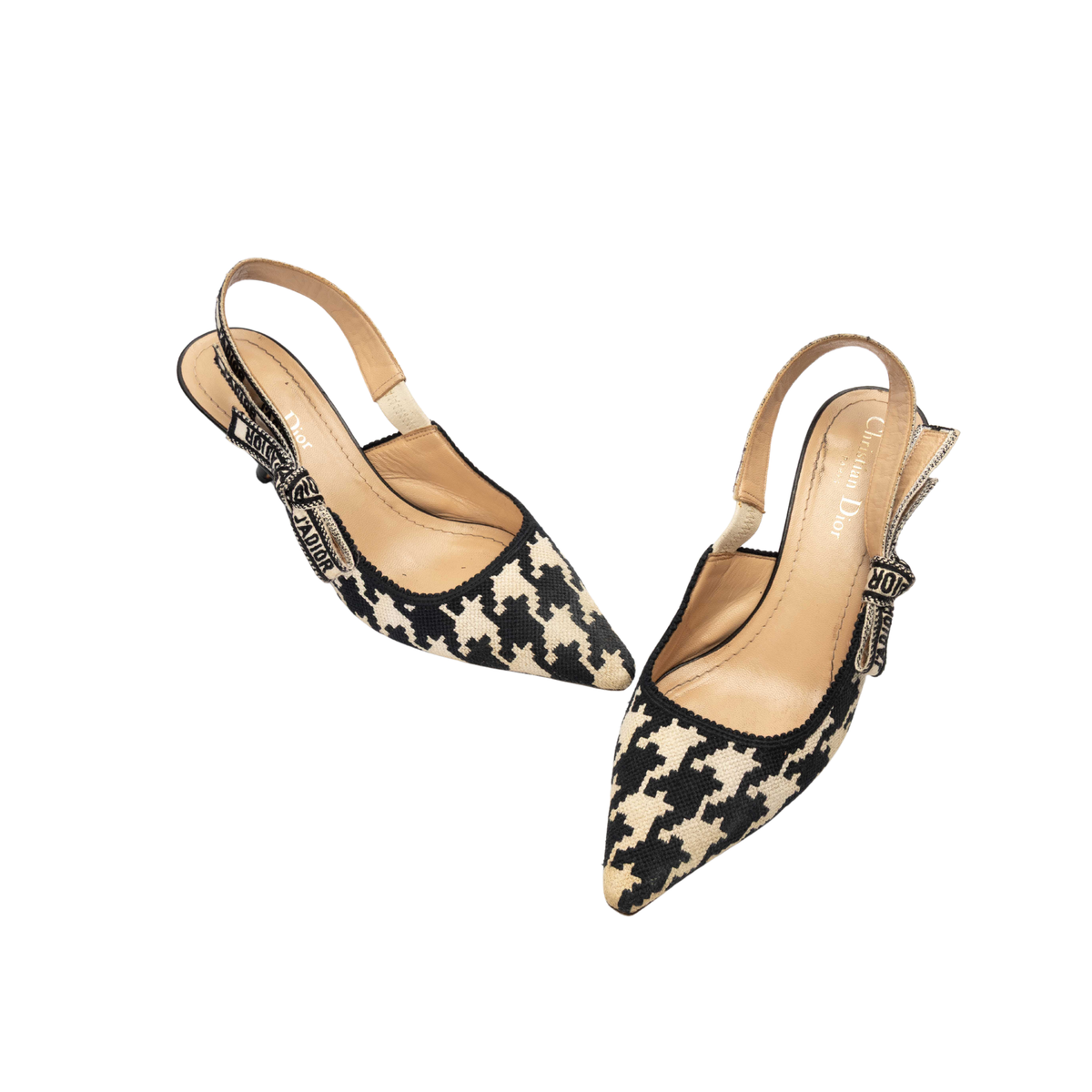 Christian Dior Houndstooth Slingback Pumps