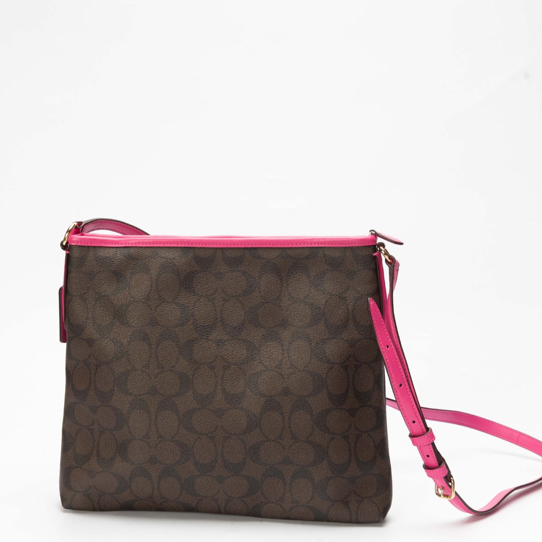Coach Brown/Pink File Crossbody Bag