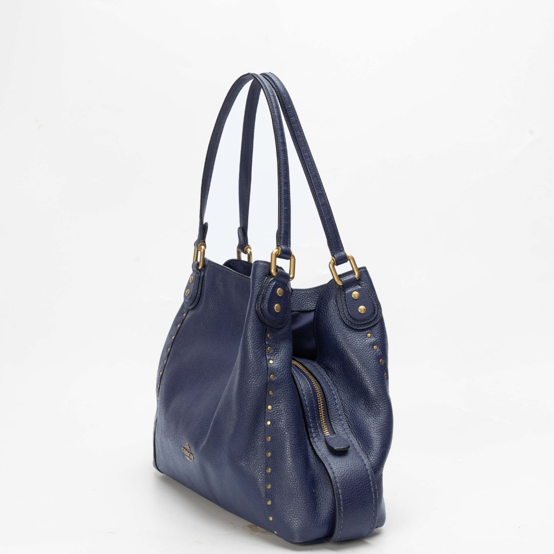 Coach Navy Edie Shoulder Bag 31 With Rivets