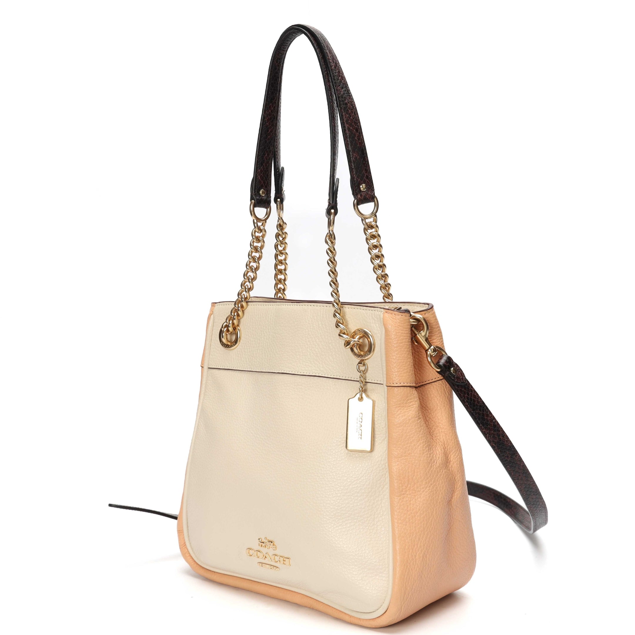 Coach Cammie Beige Chain Bucket Bag
