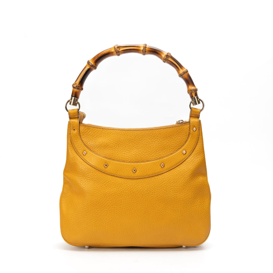Gucci Yellow GG Canvas Bamboo Anita Handbag