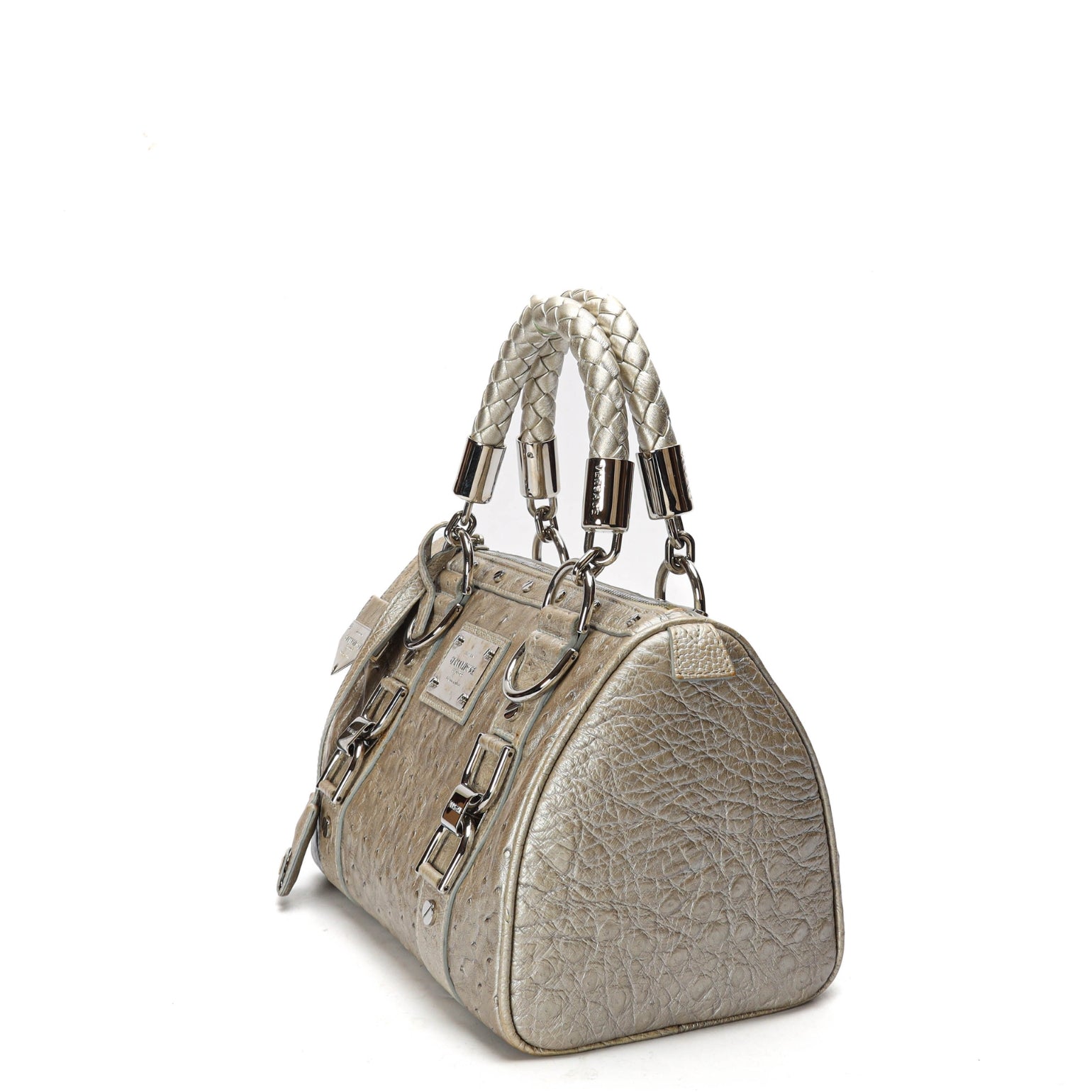 Versace Tag Ostrich Madonna Satchel