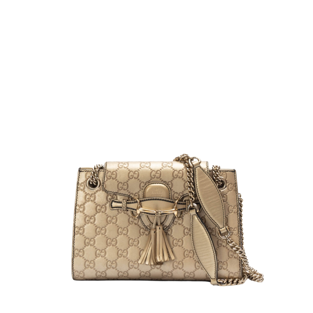 Gucci Gold Guccissima Emily Chain Shoulder Bag