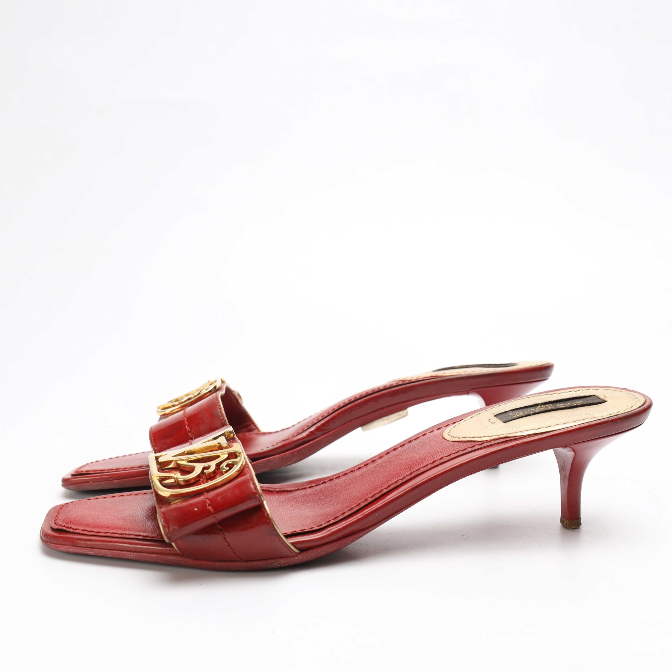 Louis Vuitton Red LV Logo Slide Sandals