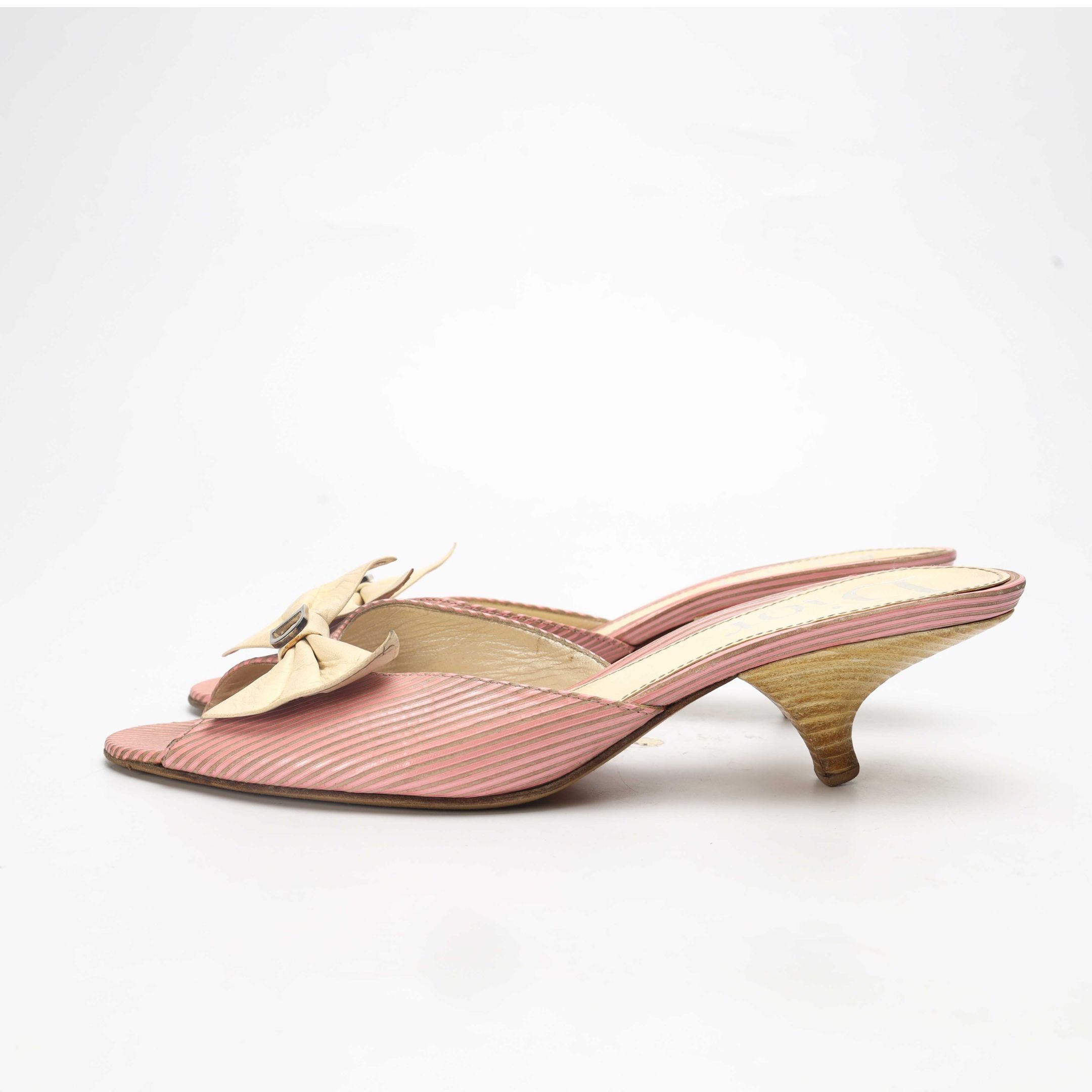 Dior Pink Bow Kitten Heeled Sandals