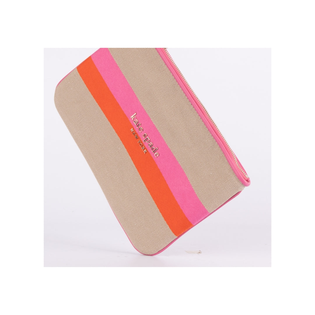 Kate Spade Stripe Logo Canvas Pouch Wristlet