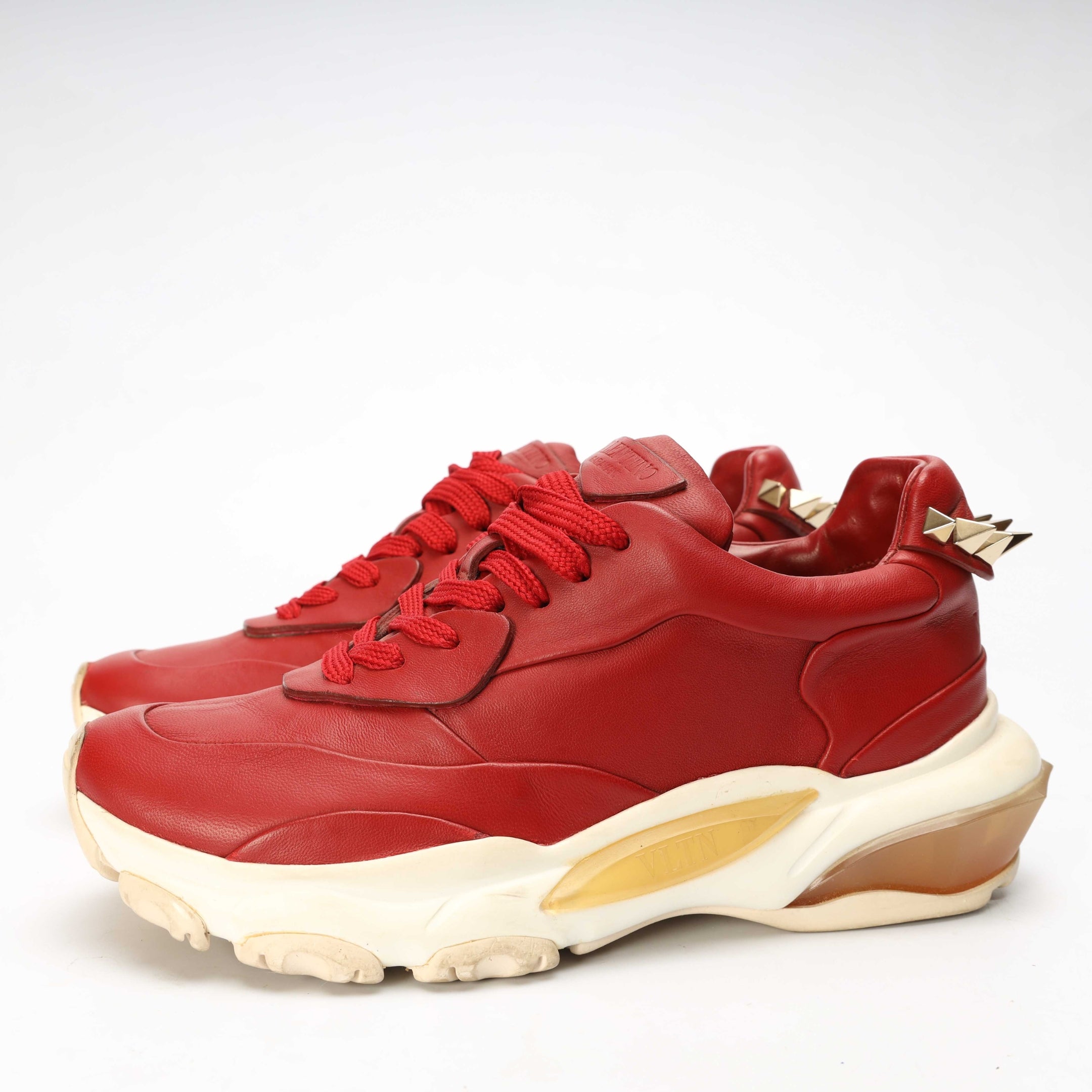 Valentino Garavani Red Rockstud Leather Sneakers