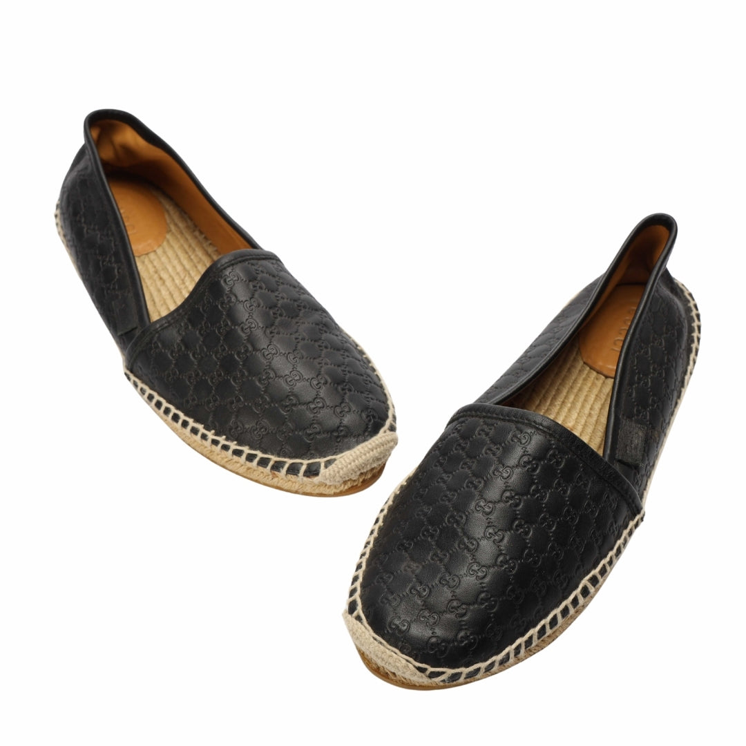 Gucci Black Guccissima Leather Espadrilles