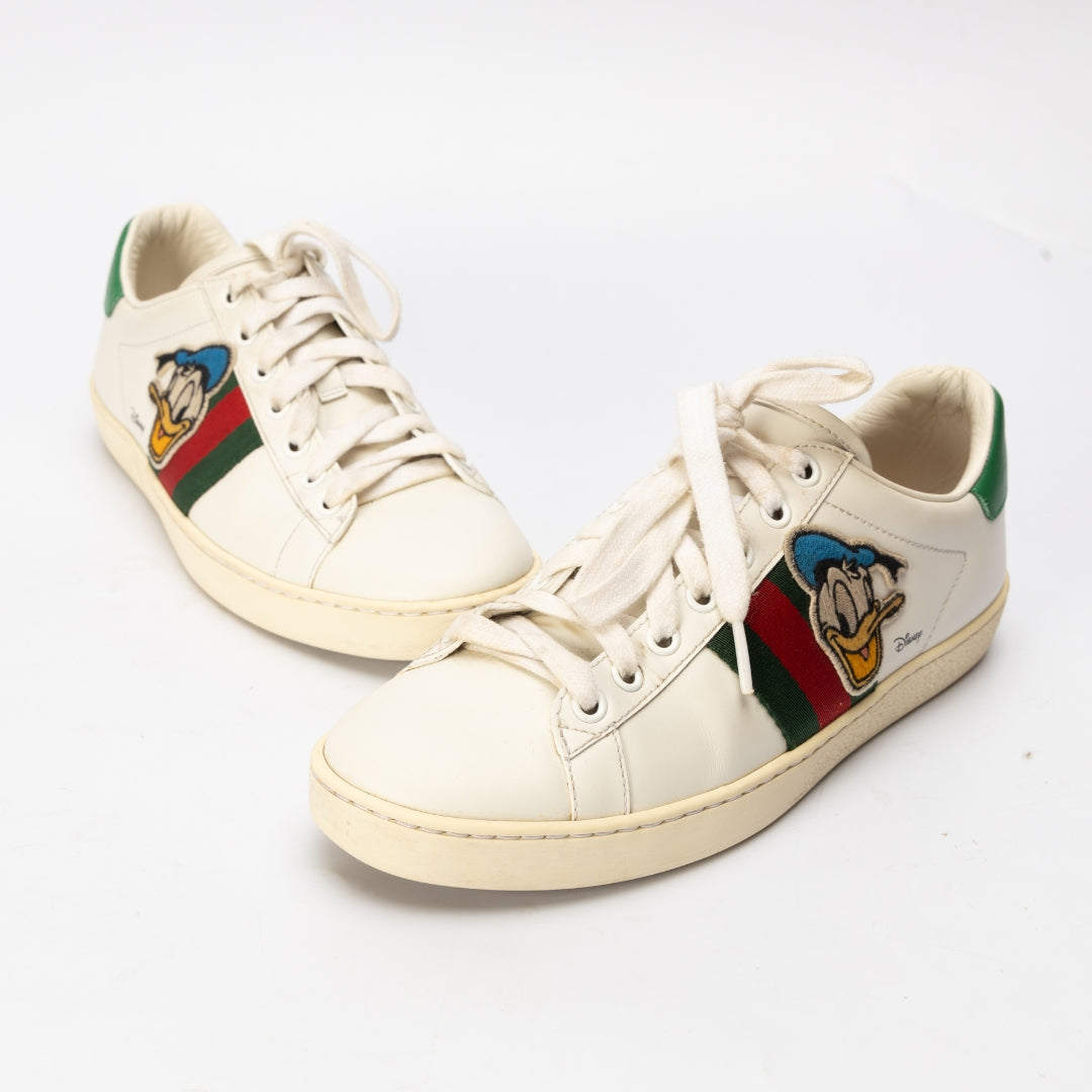 Gucci x Disney White Leather Donald Duck Ace Sneakers