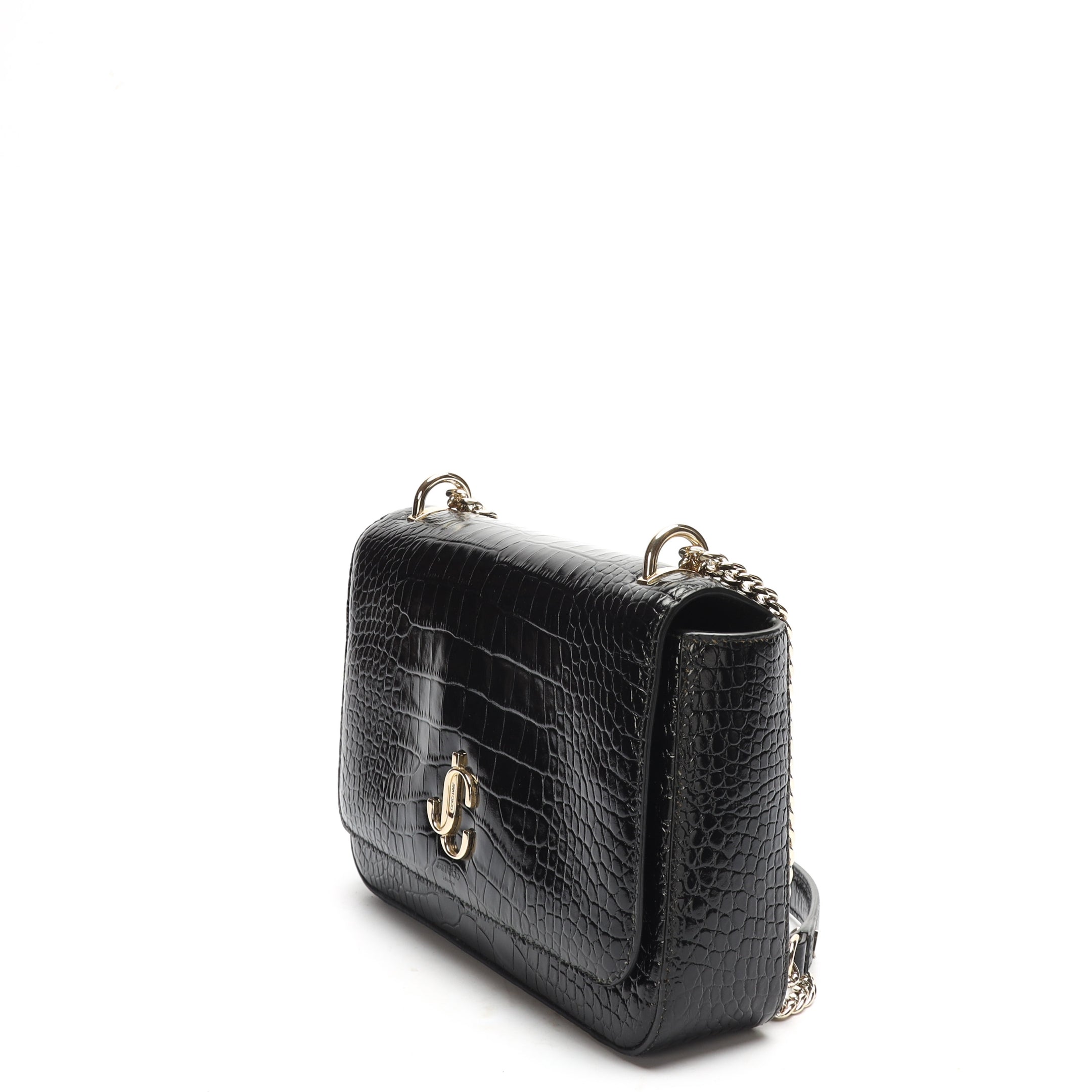 Jimmy Choo Varenne Croc-Embossed Chain Strap Clutch