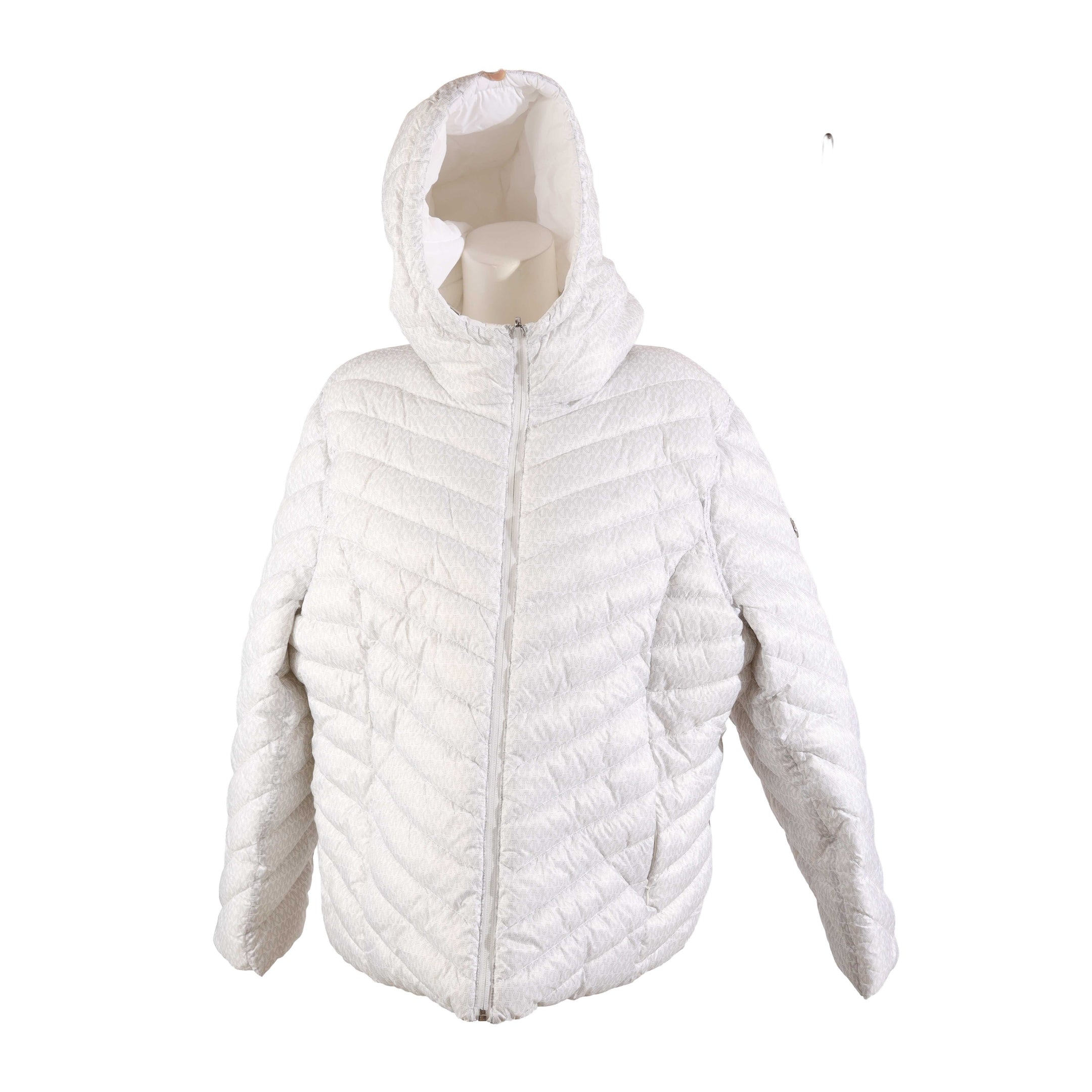 Michael Kors White Reversible Logo Puffer Jacket