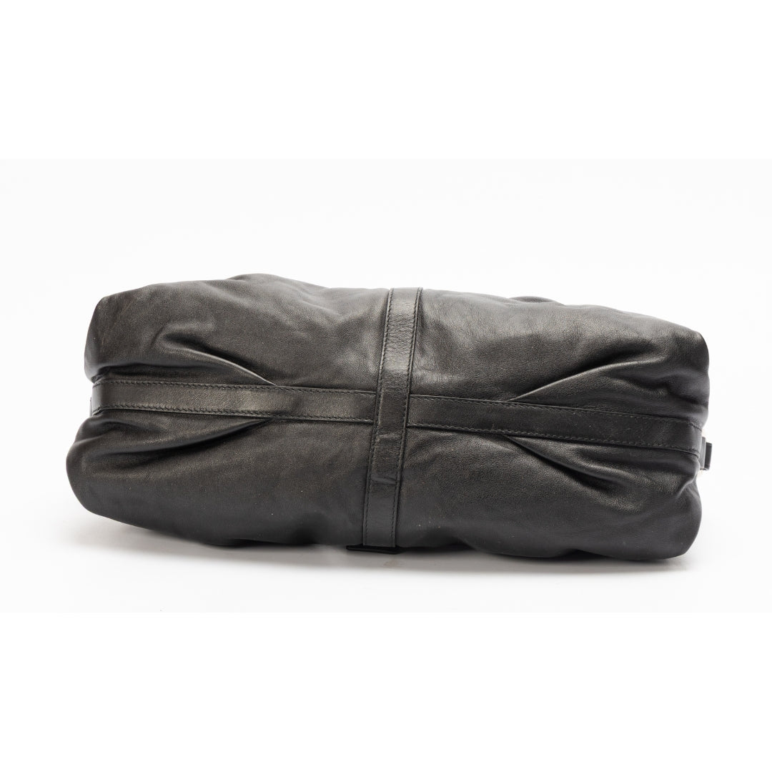 Bvlgari Black Leather Chandra Hobo Bag