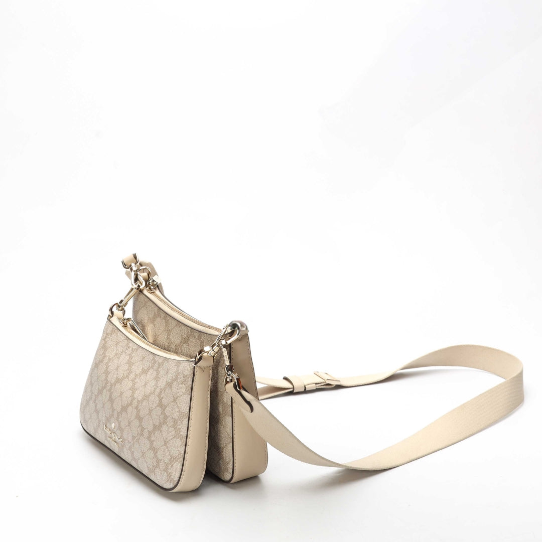 Kate Spade Beige Spade Flower Small Crossbody Bag