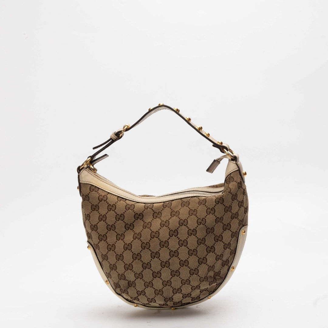 Gucci GG Monogram Biba Studded Hobo Bag