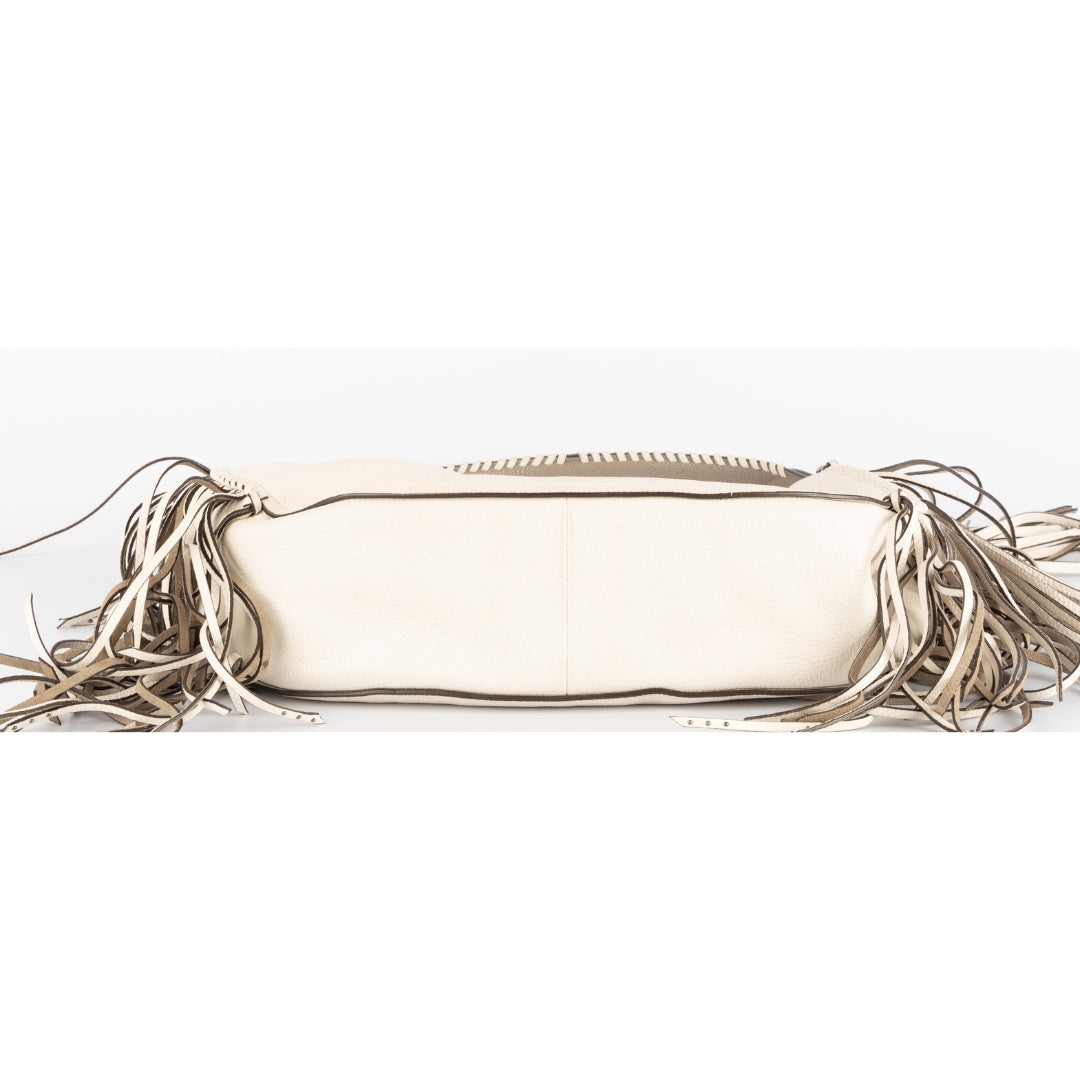 Coach Cream Leather Nomad Fringe Hobo Bag