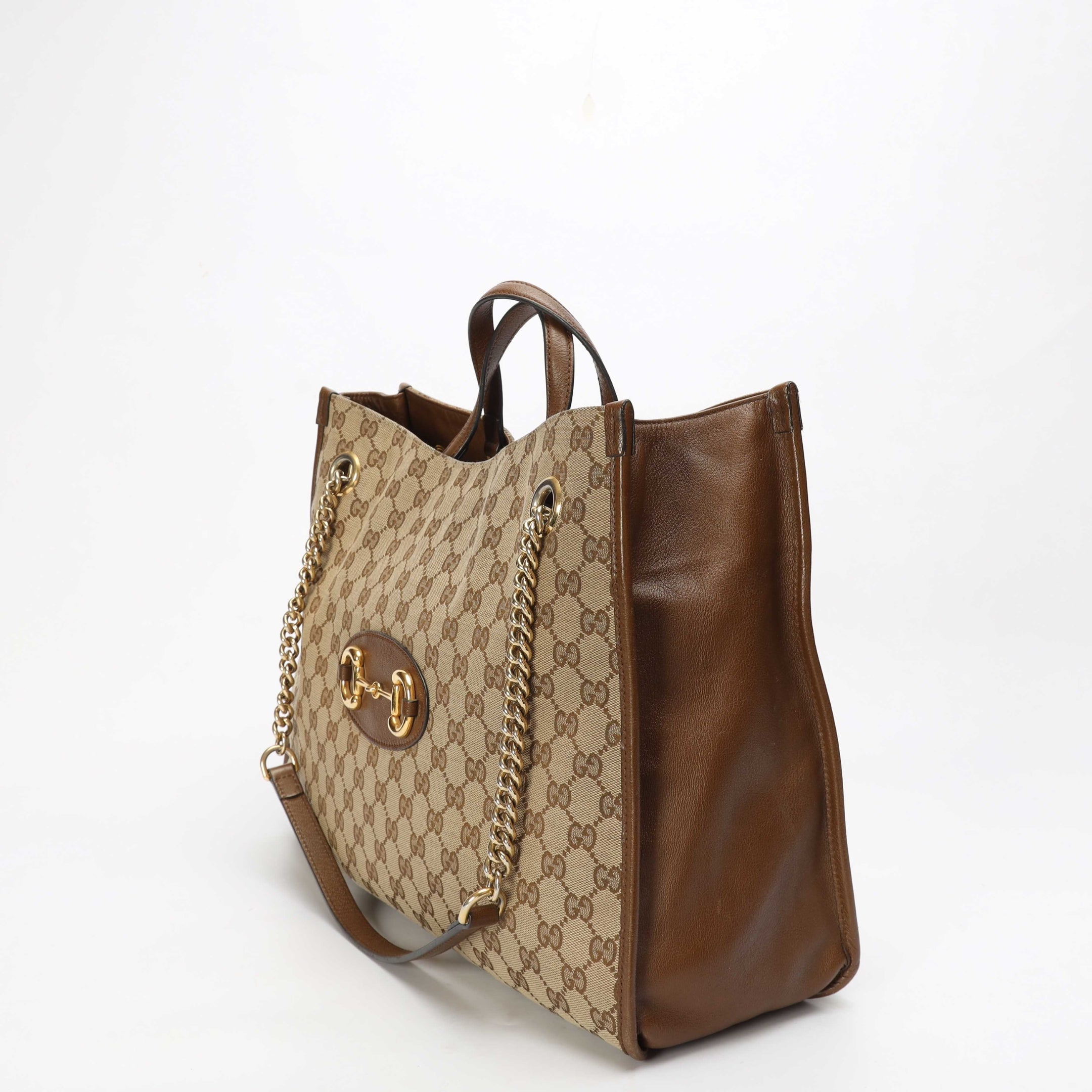 Gucci Beige/Brown GG Canvas Horsebit 1955 Tote