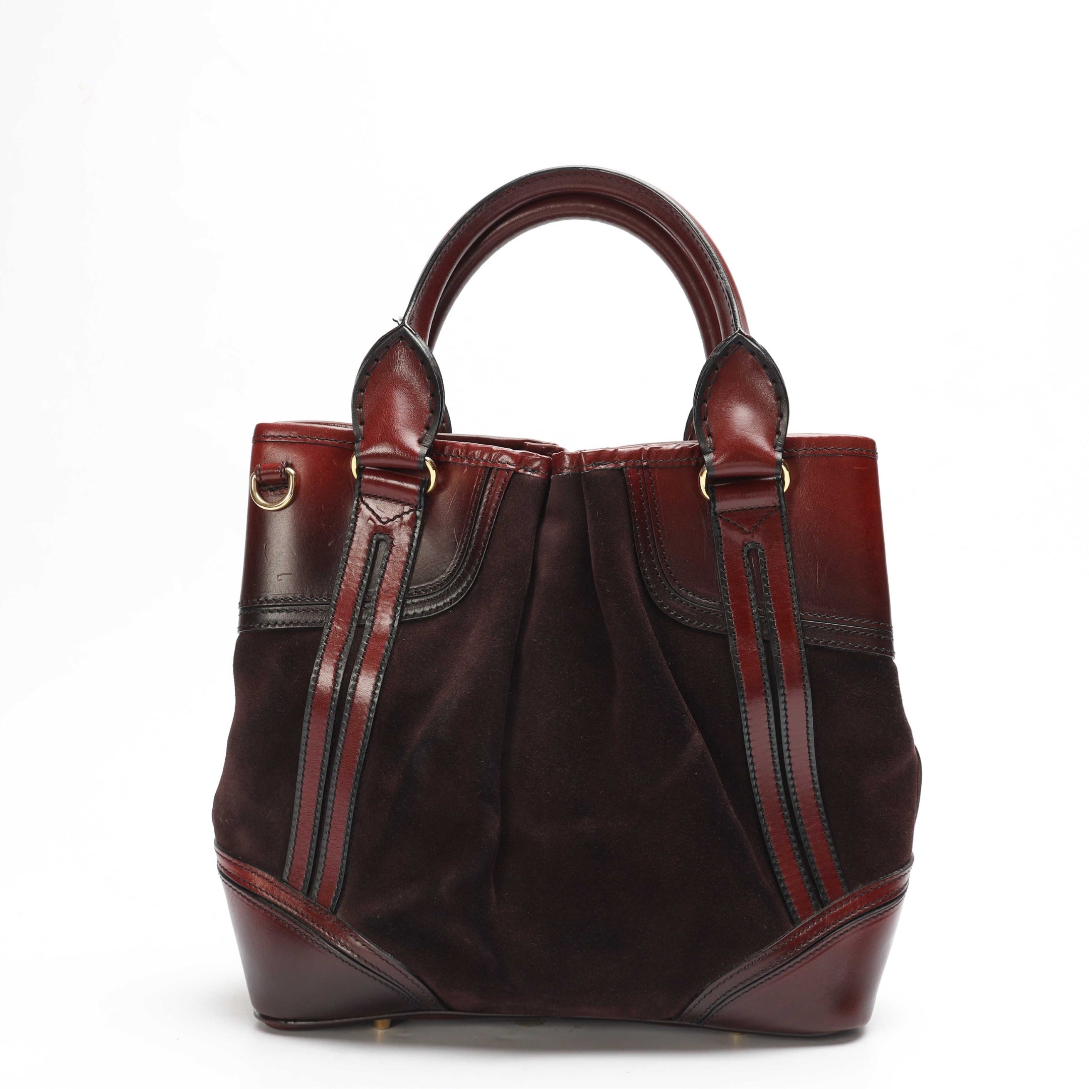 Burberr Red Suede Bridle Whipstitch Tote