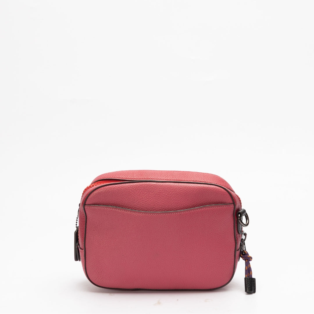 Coach Pink Logo Print Camera Bag
