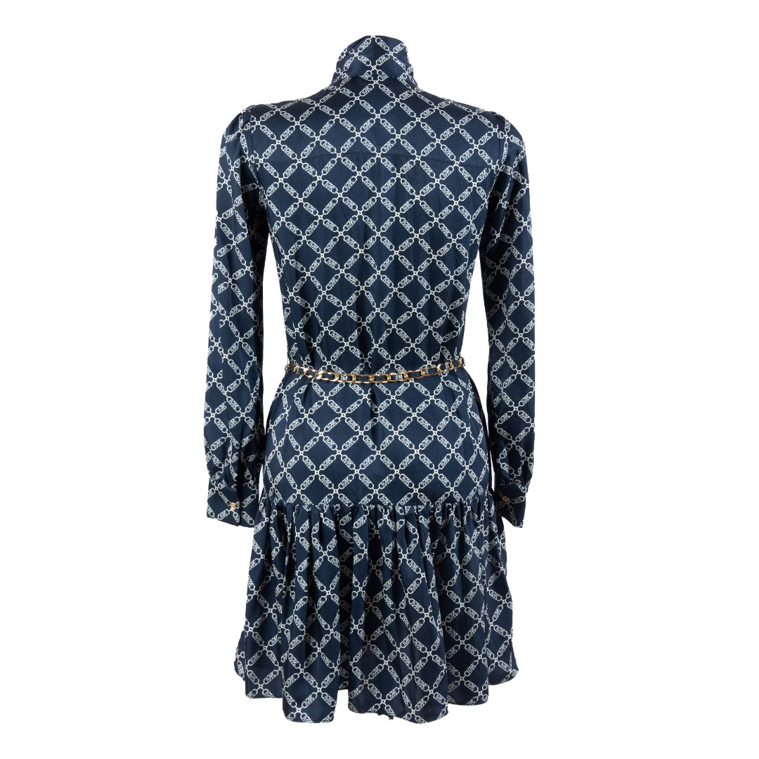 Michael Kors Empire Logo Satin Tie-Front Dress