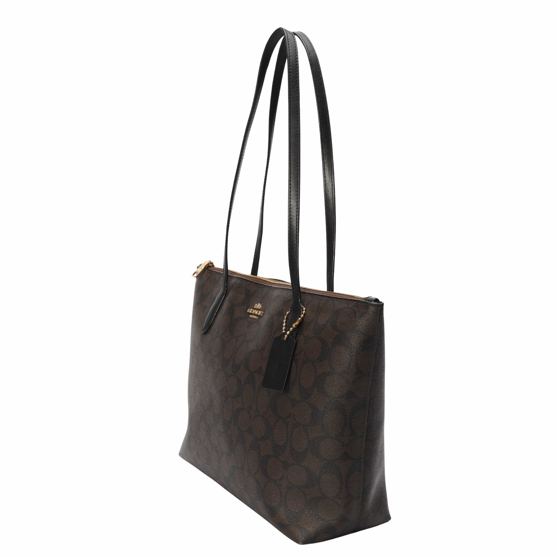 Coach Brown Monogram City Zip Top Tote