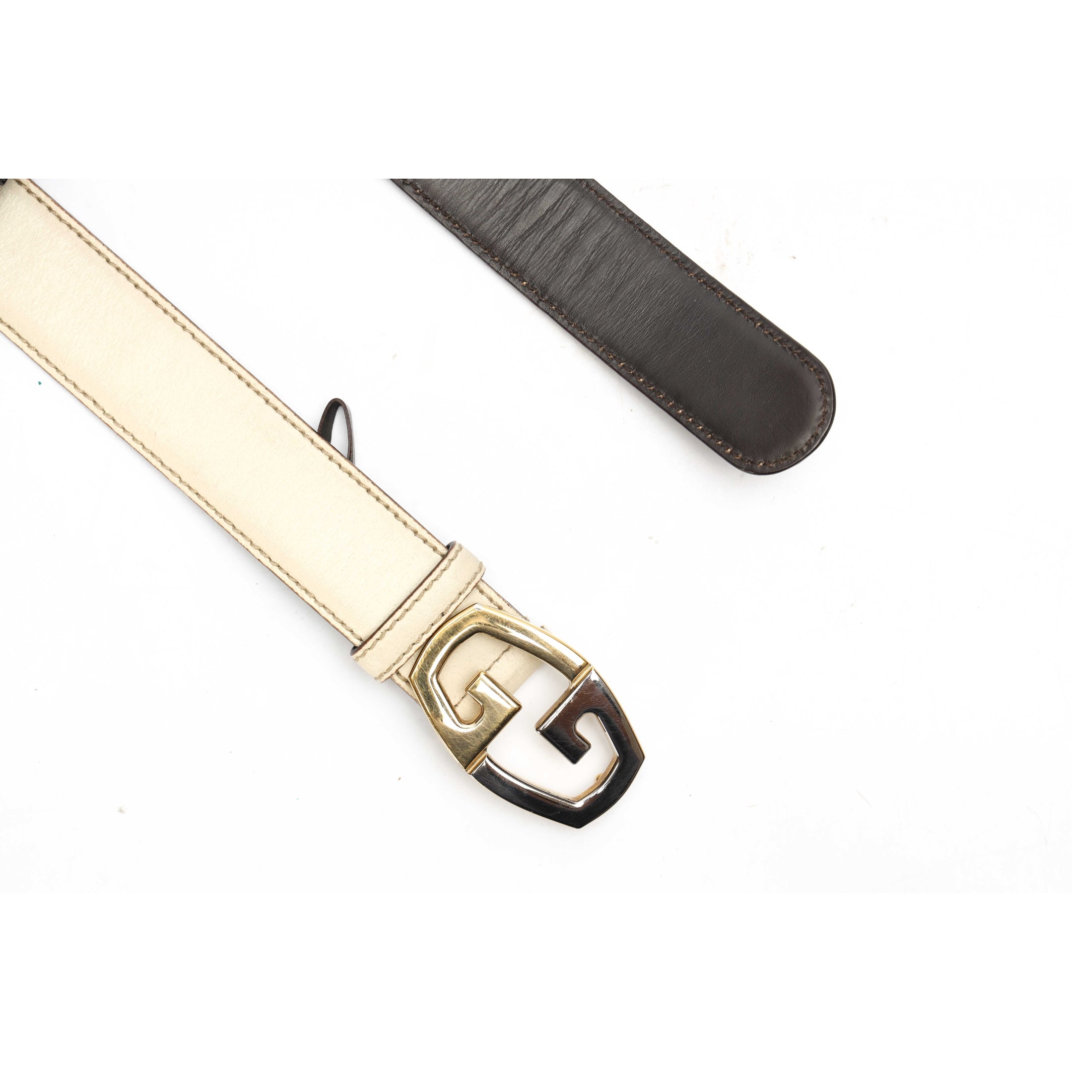 Gucci White Double G Buckle Belt