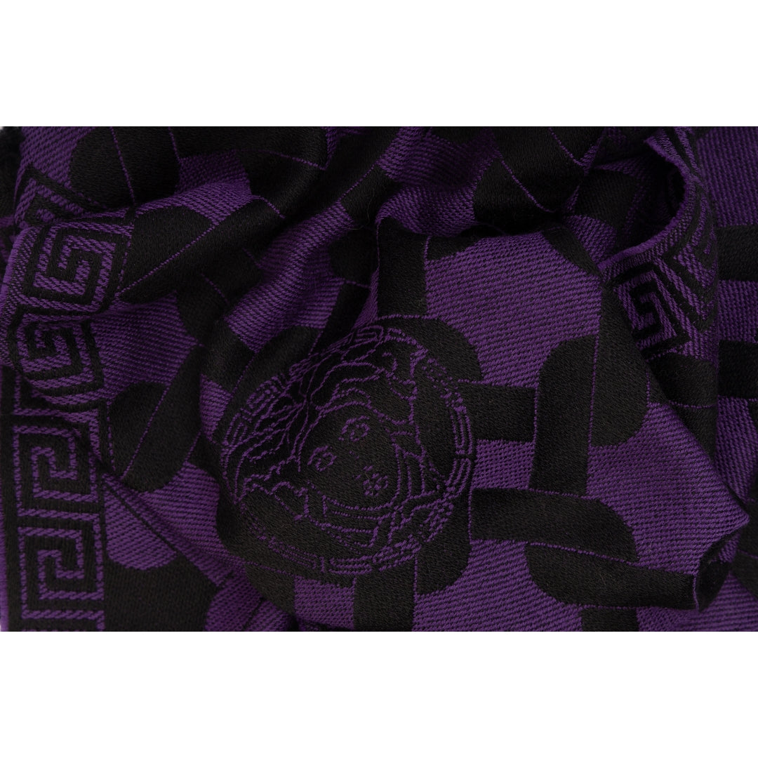 Versace Lana Wool Purple Scarf