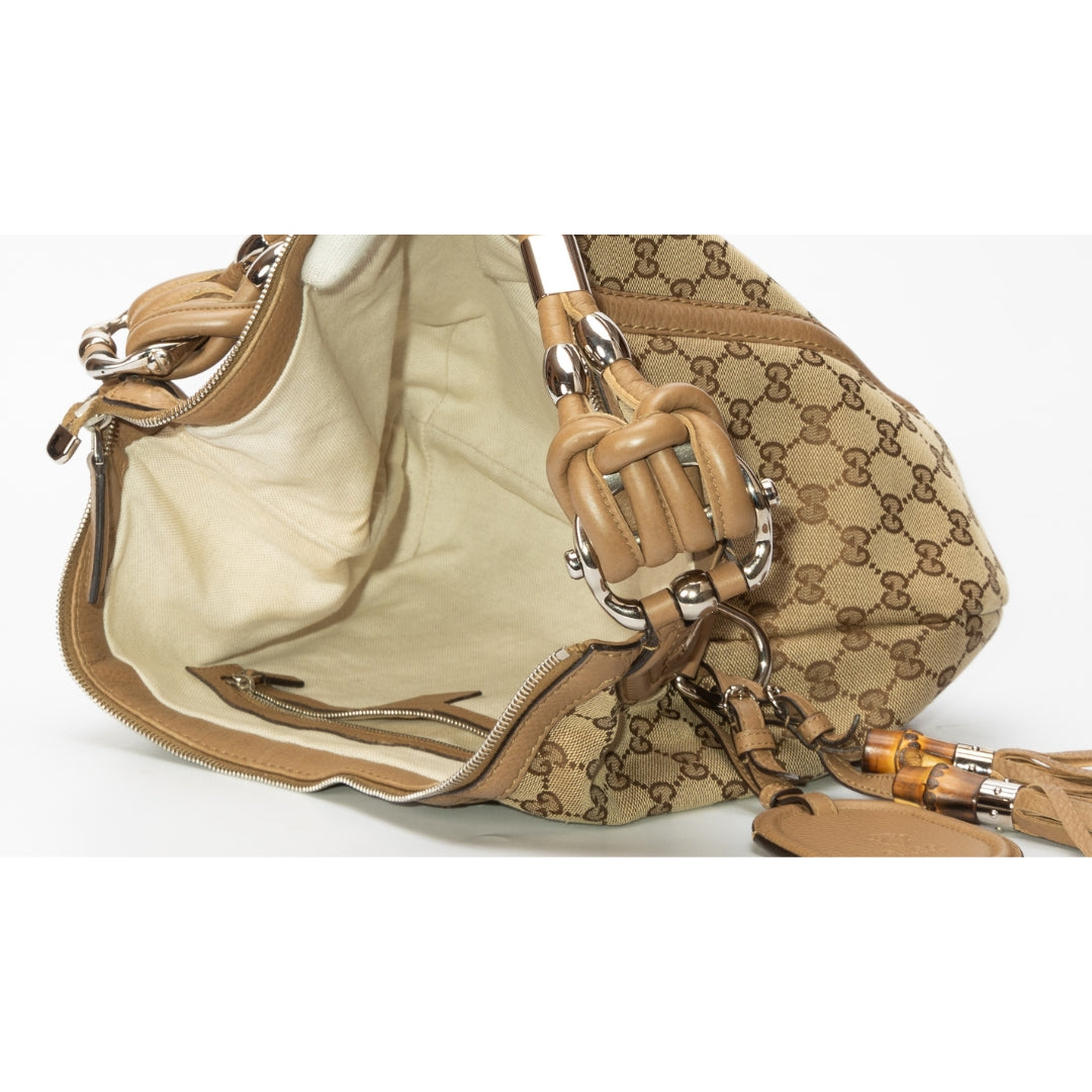 Gucci GG Canvas Medium Techno Horsebit Hobo Bag