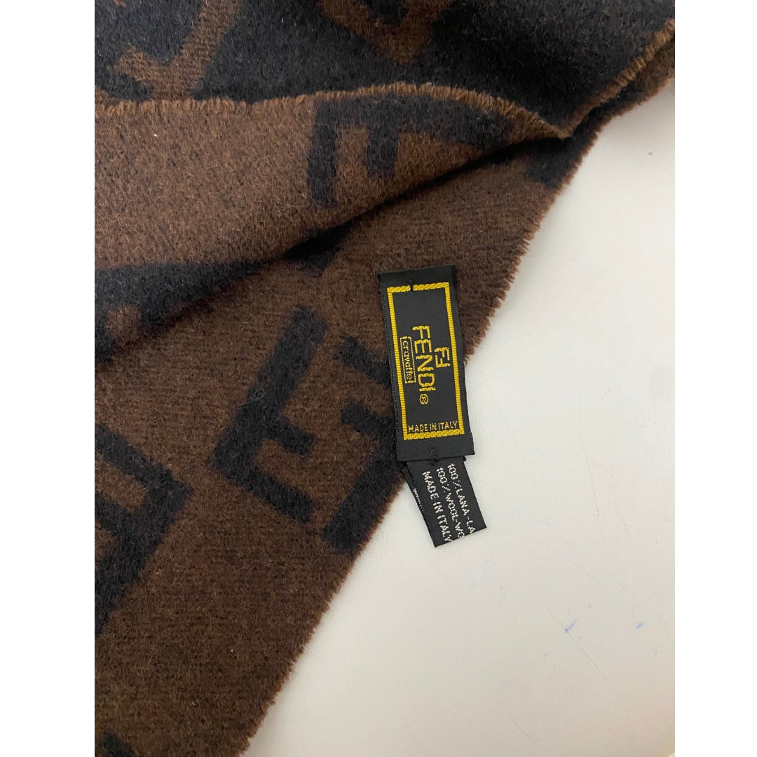 Fendi Wool Zucca FF Logo Scarf