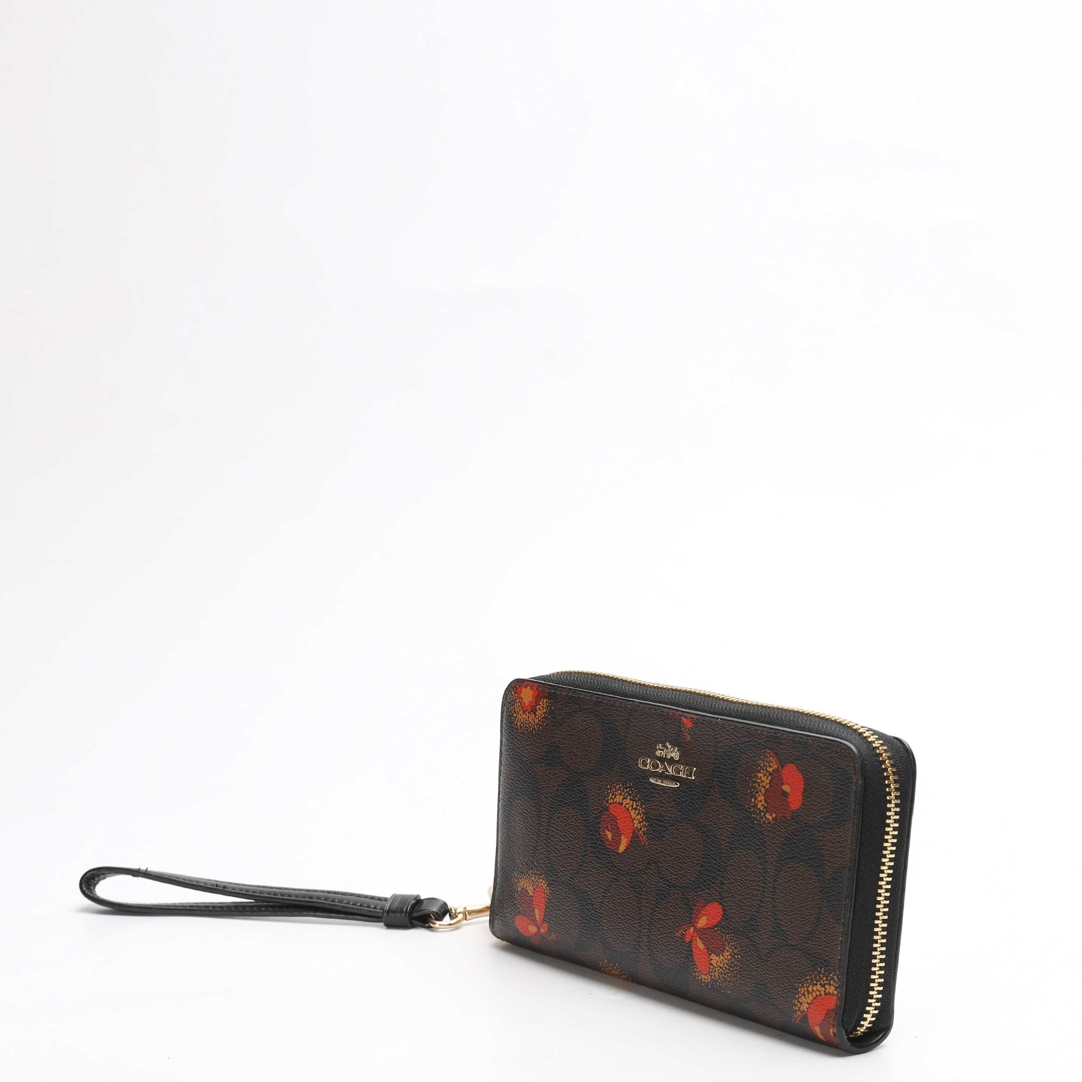 Coach Brown Monogram Floral Zip Wallet